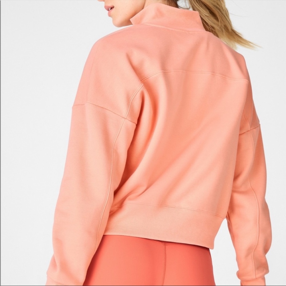 Fabletics Mock Neck Half Zip Cozy Pullover Cropped Sweater Sweatshirt Medium - Picture 5 of 11